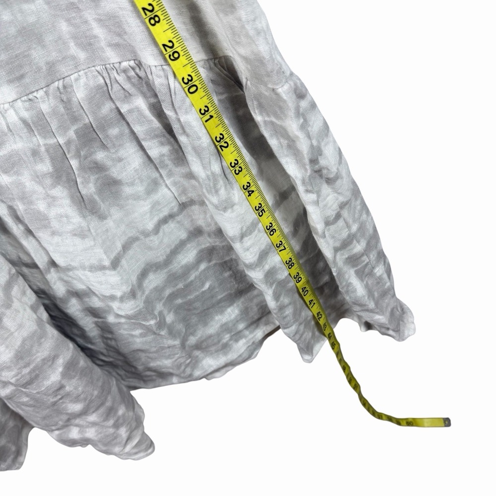 Allegra Masetti Gray/White Size S Maxi Sleeveless Ruffle Hem Dress 100% Linen - Picture 5 of 8